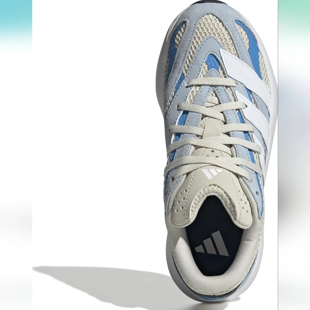 adidas Boys Lightblaze Running Sneakers Shoes - Off White And Blue